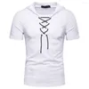 Camisetas masculinas moda moda fitness size europeu de top homens homens personalizados camiseta com capuz de capuz curto slim sportswear sportswear