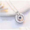 Pendant Necklaces Luxury Love Projection Necklace With Wool Gift Box 100 Languages I You Jewelry 2023 Accessories Fo Dhgarden Dho60