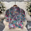 Women's Blouses Summer Bohemian Vacation Vintage Ethnic Wind Floral Short-sleeved Short Chic Sweet And Versatile Shirt
