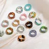 Band Rings Simple Vintage Resin Marble Blooming 2021 Trend For Women Color Acrylic Acetate Open Aestetic Bohemia Female Jewelry Y23