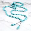 Strand 108 Mala Natural Blue Stone Beads Necklaces & Bracelet For Women Men Lucky Energy Bangle Japamala Meditation Yoga Spirit Jewelry