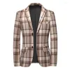 Ternos masculinos 6xl 2023 Spring Men's Suit Coat Moda Lazer Slim Fit Party Youth Party Checked Jacket Social Wedding Men Blazer