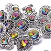 Charms Colorf Rainbow Crystal Vintage Sier Color Snap -knapp Kvinnes smycken Fynd Bright Rinestone 18mm Metal Snaps Knappar DIY B DH5GM