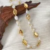 Catene Collana di perline di perle reali naturali Collane in acciaio inossidabile per donna Gioielli delicati minimalisti Estate impermeabile