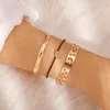 Bracelets de link 3pcs/set bohemian Dainty Gold Color Metal For Women Moon Star Geometria Shape