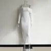 Casual jurken Zoctuo Elegant Off Schouder Bodycon Lang Midi Dress White Women Party Outfits Full Sleeve Pencil Sexy Club Kleding