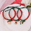 Strand Christmas Theme Braided Rope Braceet Xmas Tree Garland Gift Alloy Pendant Bracelets Women Bangle Charm Party Jewelry