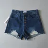 Dames jeans zomer modestijl vrouwelijke knop hoge taille denim shorts vrouwen casual blauw versleten burr gat meisjes kort