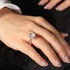 Cluster Rings Stamped Solid 9/10/14/18K Rose Gold Engagement Ring Set Wedding Anniversary Party 2ct Radiant D VVS Moissanite For Woman