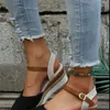 Sandały klinowe obcasy kobiety sandały letni gladiator designer butów okładka palca klasyczny 2023 Med Obcasy plus size 230503