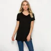Kadın Tişörtleri Moda Tişört Kadın Elastik Temel Düz Gömlek Cep Kısa Kollu Üstler Saf Renk Kırpılmış Tee Yaz