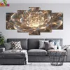 Stitch 5 Piece 5d Diy Diamond Painting Full Square Wall Art for Living Room Office Decorations Stretched Golden Rays Fractal Flower