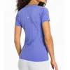 T-shirt sportiva da donna a maniche corte senza cuciture per yoga, vestibilità slim, leggera, ad asciugatura rapida, fitness, elastica, palestra, felpe sottili, traspirante, traspirante VELAFEEL