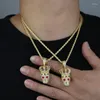 Choker Gold Plated Hip Hop Men Cool Skull Pendant Necklace Micro Pave 5a CZ Ankom Rock Punk Male Jewelry