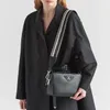 Sac à bandoulière simple en cuir véritable, bandoulière en nylon, fermeture à glissière amovible et sac à bandoulière pour femme avec compartiments, grande capacité