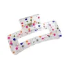 Longueur 8,3 cm Floral Dot Clair carré Claumpes Femmes Sweet Sweet Fleur Cœur Smile Face Face Coiffe Claw Clips Medium Plastic Hairpins Feme Feme Ponytail Head Wear