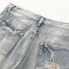 Diseñador para hombre Corto Jean Verano Denim Vintage Flaco Agujero High Street Wear Medio pantalón Longitud de la rodilla