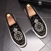 Luxury loafers Designer Men Bruidegomschoenen Trouwschoenen Kroon van Crown Borduurwerk Shine Diamonds Luxe platte wandelhandel Jurk Party Footwear