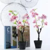 Fleurs décoratives 40 cm Artificielle Cerisier En Pot Faux Plantes Branches Soie Bonsaï Mini Bureau Paysage Pour La Maison Placard De Mariage Décor