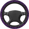 스티어링 휠 커버 얼룩말 프린트 보라색 자동차 재미있는 검은 색과 스케일 유니버스 핏 15 인치