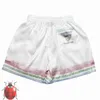 Męskie szorty Casablanca Shorts Soft Silk Krótkie mężczyźni kobiety Hip Hop kieszeni na kieszonkową tenisową druk Klub drukarski drestring tęczowe spodenki J230503