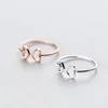 حلقات الكتلة Ruifan Rose Gold/Silver Color Hollowed-Out Heart 925 Sterling Silver Open for Women S925 Fine Jewelry YRI188