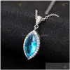 ペンダントネックレスHuitan Luxury Solitaire Marquise Sky Blue Cubic Zirconiaネックレス