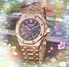 Top Brand Men Big Watch Cronómetro 42MM Movimiento de cuarzo importado Reloj Retro Dial de acero inoxidable Cierre sólido Super Chain Multi color relojes de pulsera accesorios regalos