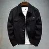 Men's Jackets Men's Denim Jacket White And Black Track Fashionable Street Lapel For Men 2023 Spring Autumn Style