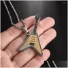 Pendant Necklaces Fashion Exquisite Simple Stainless Steel Electric Guitar Necklace Men Women Casual Street Bassist Rock Ban Dhgarden Dh3Jx