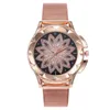 Zegarek Vansvar swobodny kwarc stal nierdzewna Zespół Kobiety Flower Rhinestone Watch Fashion Rose Gold Romantic Ladies Luksus