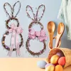 Decorative Flowers Easter -Shaped Grapevine Wreaths Foldable LED Glowing Set For Front Door Wall Home