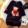 T-Shirts Woman Tshirts Kawaii Bear Beadings Oneck Short Sleeve Oversized tee shirt Spring Summer Harajuku Girls Comic Casual Loose Tops