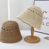 Cykelmössor Sommar Fisherman's Fashion Ladies Paper Straw Bucket Hat Girl Sun Breattable Crochet Beach Cap Wide Brim Shade