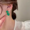 Hoop Earrings Japan Korean Green Acrylic Ball C Shape For Women Fashion Jewelry Geometric Oorbellen Brincos Wholesale