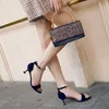 Sandalen Mode Frauen 6,5 cm High Heels Schwarz/Aprikose/Blau Frühling/Sommer Weibliche Schuhe Casual Lady Woman Schuhe