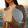 Camisoles & Tanks Color Open Women's Vest Fashion Hanging Neck Back Casual Bandage Solid Bra Blouse