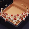 Necklace Earrings Set Flower Crown Bridal For Women Sets Pearls Tiaras Bride Wedding Prom Jewelry Fashion Accessories