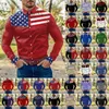Camicie casual da uomo Body Suit Uomo Moda uomo a righe Color Block Patchwork Bandiera americana Bavero con bottoni Camicia con colletto lungo