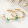Hoop Earrings WILD & FREE Trendy Simple Charm Stainless Steel For Women Inlaid Natural Stone Luxury Vintage Jewelry