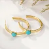 Hoop oorbellen Wild gratis trendy eenvoudige charme roestvrij staal voor vrouwen ingelegde Natural Stone luxe vintage sieraden