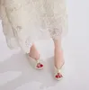 2023 verão princesa pérolas brancas sandálias moda feminina peep toe senhora slides chinelo das mulheres tamanho grande 35-42