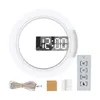 Relógios de parede espelho LED Relógio oco digital 7 cores Night Time Time Temperation Remote Control Alarm para cozinha da sala de estar cozinha