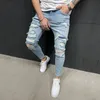 Herr jeans män byxor mode casual four säsonger smala fit svart rippade lätt matchande blyerts trend coola motorcykel jeansmen's