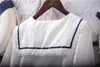 Camicia Giappone Lolita camicie bianche donna vintage principessa volant top in pizzo ragazza teenager colletto alla marinara abbottonata camicetta uniforme scolastica carina