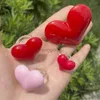 Бэнда Ring Romantic Sweet Heart для женщин Симпатичная красная розовая мода Fashion Girls Акриловая геометрическая крупная драгоценности Y23 Y23
