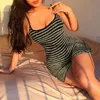 women summer romper Sexy Chest Sling Black and White Stripe Waist Slim Spice Girl Open Back Hip Lifting Jumpsuit Shorts