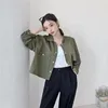 Vestes pour femmes col POLO décontracté veste pour femme 2023 Style coréen couleur unie élégant court dames manteaux Outwear minimalisme salopette