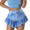 Shorts pour femmes Femmes Sexy Court Tousers Falbalas Denim Imprimé Taille Haute Club Parties Style Insgrams Wears