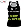 TシャツCJLM 3Dプリントカスタムウエスタンスタイルカジュアルスリム女性レディースベストポリエステルドロップシップDIYチーム衣料品